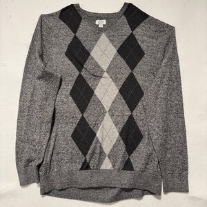 Croft & Barrow Mens XXL ArgyleGray V-Neck‎ Sweater